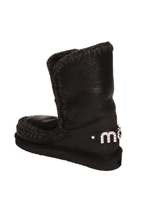 Black eskimo 24 lather boot MOU | ESKIMO24.RHINESTONES101037B-CBK